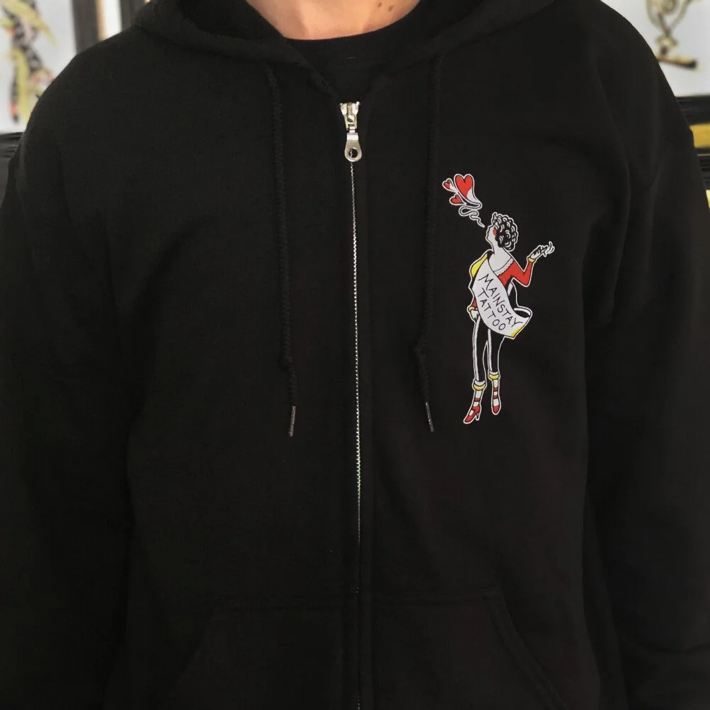 Smoking Girl Hoodie — Mainstay Tattoo